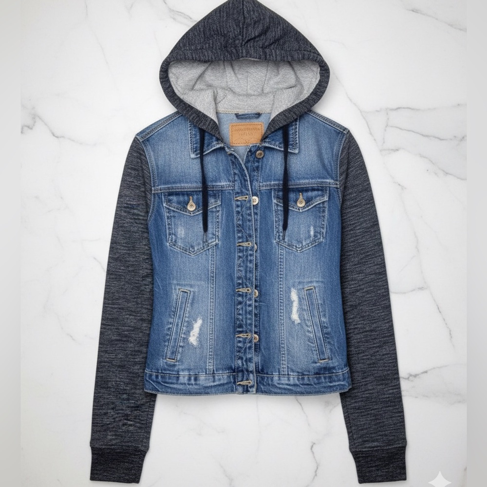 AMETHYST JEANS Womens Denim Hooded Jacket
